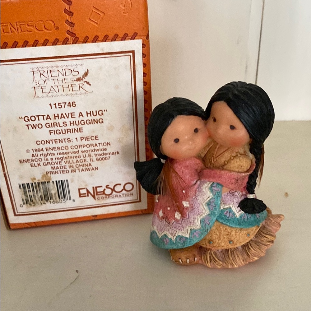 Friends of a Feather Two Girls Hugging Figurine